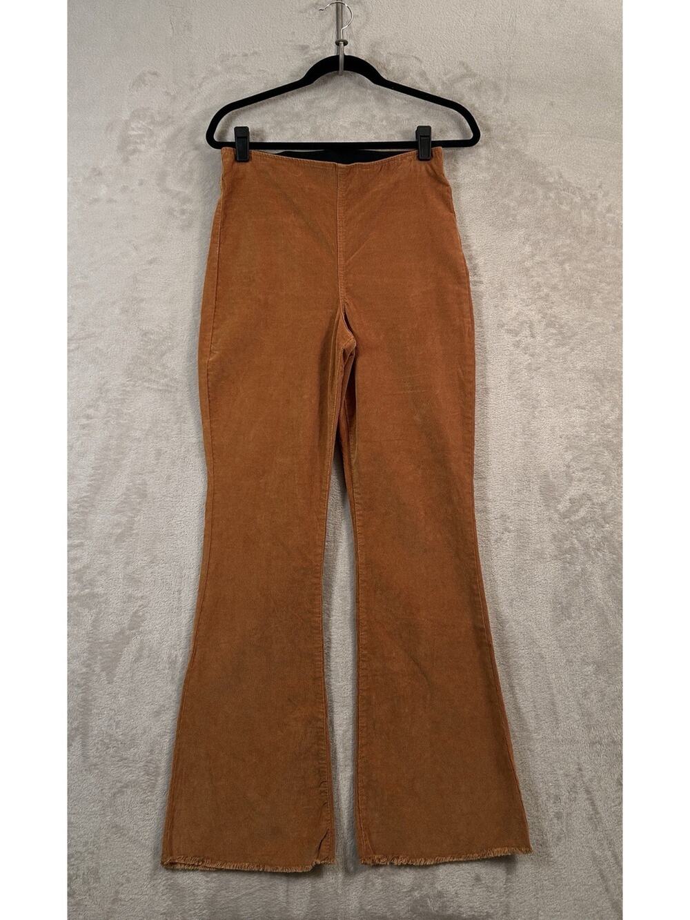 Knox Rose Flare Corduroys Size 6 Elastic Waist Raw Hem High Rise Retro Mod Boho